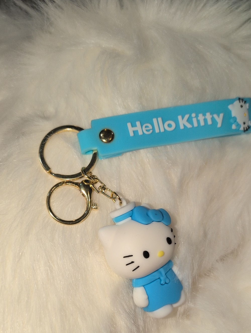 Hello Kitty Blue Silicone Strap Keychain Bag Charm